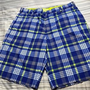 Nike Golf Tour Performance Shorts Bright Blue Plaid 11” Inseam Men’s Size 30
